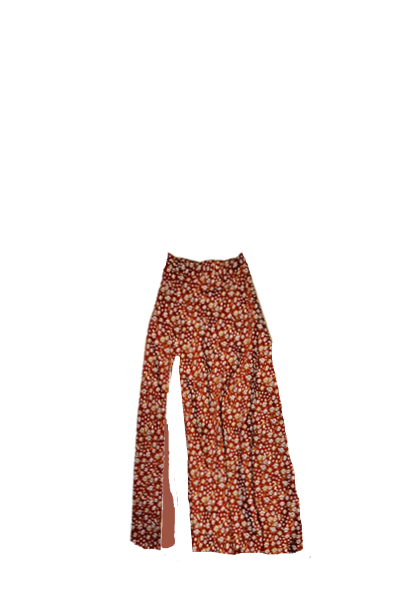 long red skirt with a slit