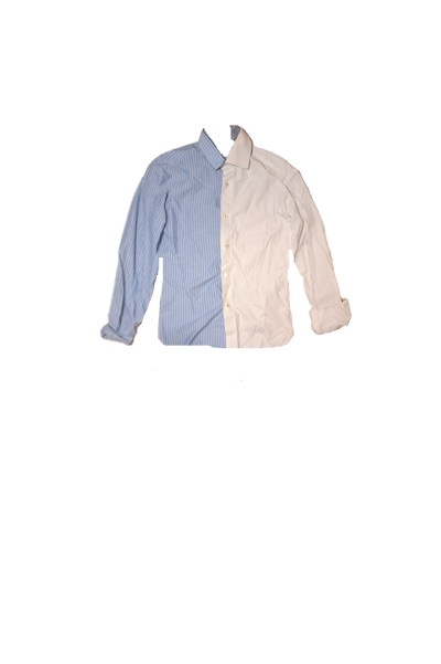 blue and white dress up shirt